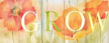 Watercolor Poppy Meadow Grow Sign | Obraz na stenu