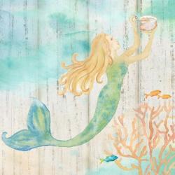 Sea Splash Mermaid Woodgrain I | Obraz na stenu
