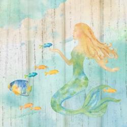 Sea Splash Mermaid Woodgrain II | Obraz na stenu