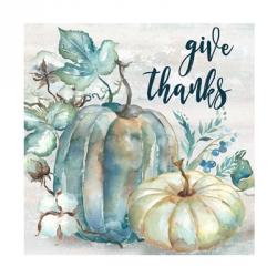 Blue Watercolor Harvest Square Give Thanks | Obraz na stenu