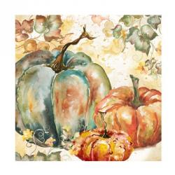 Watercolor Harvest Teal and Orange Pumpkins I | Obraz na stenu