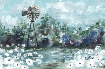 Windmill and Daisies Landscape | Obraz na stenu