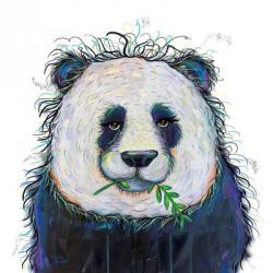 Panda with Leaf | Obraz na stenu