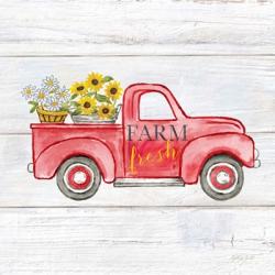 Farmhouse Stamp Red Truck | Obraz na stenu