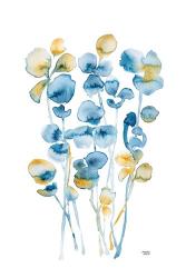 Blue and Gold Watercolor Floral | Obraz na stenu