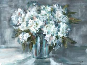 White Hydrangeas on Gray Landscape | Obraz na stenu