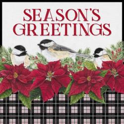 Chickadee Christmas Red IV Seasons Greetings | Obraz na stenu