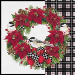 Chickadee Christmas Red V Wreath | Obraz na stenu