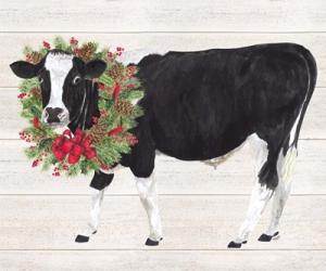 Christmas on the Farm III Cow with Wreath | Obraz na stenu