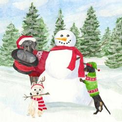 Dog Days of Christmas I Building Snowman | Obraz na stenu