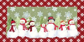 Snowman Wonderland - Green Plaid | Obraz na stenu