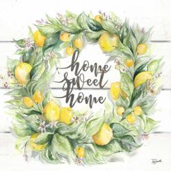 Watercolor Lemon Wreath Home Sweet Home | Obraz na stenu