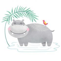 Playful Pals- Hippo | Obraz na stenu