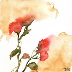 Watercolor Floral Yellow and Red II | Obraz na stenu