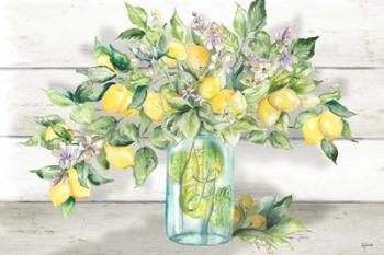Watercolor Lemons in Mason Jar Landscape | Obraz na stenu