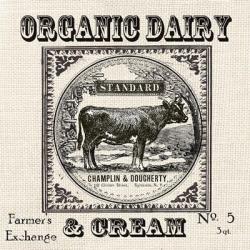 Farmhouse Grain Sack Label Cow | Obraz na stenu