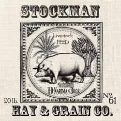 Farmhouse Grain Sack Label Pig | Obraz na stenu