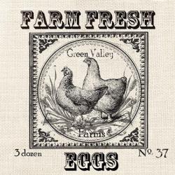 Farmhouse Grain Sack Label Chickens | Obraz na stenu