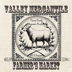 Farmhouse Grain Sack Label Sheep | Obraz na stenu