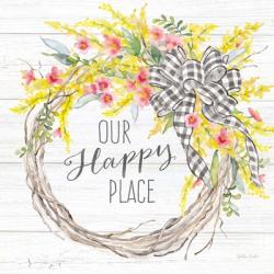 Spring Gingham Wreath Happy Place | Obraz na stenu