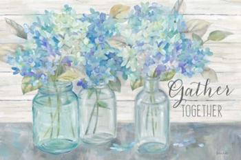 Farmhouse Hydrangeas in Mason Jars -Gather | Obraz na stenu