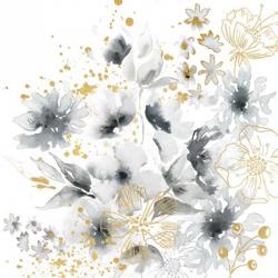 Watercolor Gray and Gold Floral | Obraz na stenu