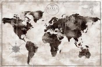 Rustic World Map Black and White | Obraz na stenu
