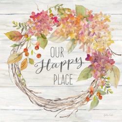 Farmhouse Hydrangea Wreath Spice II Happy Place | Obraz na stenu