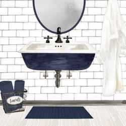 Farmhouse Bath II Navy-Sink | Obraz na stenu