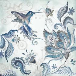 Watercolor Boho Blue Hummingbird I | Obraz na stenu