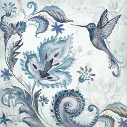 Watercolor Boho Blue Hummingbird II | Obraz na stenu