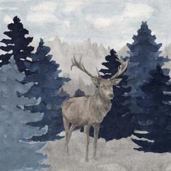 Blue Cliff Mountains scene II-Deer | Obraz na stenu