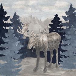 Blue Cliff Mountains scene IV-Moose | Obraz na stenu