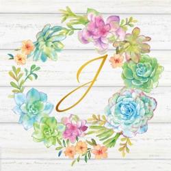 Sweet Succulents Wreath Monogram J gold | Obraz na stenu