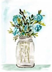 Blue Floral Mason Jar | Obraz na stenu