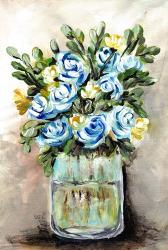 Blue & Yellow Floral Mason Jar | Obraz na stenu