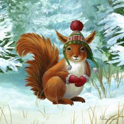 Winterscape IV-Squirrel | Obraz na stenu