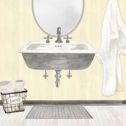 Farmhouse Bath II Gray & Yellow 2-Sink | Obraz na stenu