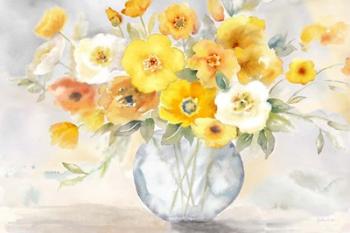 Bright Poppies Vase yellow gray | Obraz na stenu
