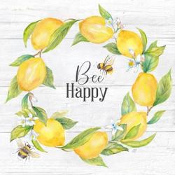 Lemons & Bees Sentiment woodgrain II | Obraz na stenu