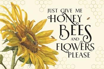 Honey Bees & Flowers Please landscape III-Give me Honey Bees | Obraz na stenu