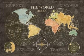 Old World Journey Map Black | Obraz na stenu