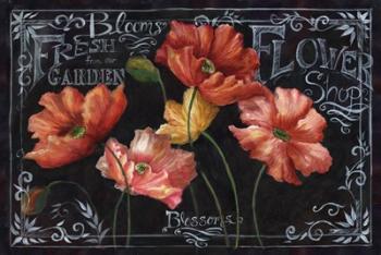 Flowers in Bloom Chalkboard Landscape | Obraz na stenu