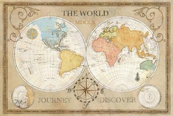 Old World Journey Map Cream | Obraz na stenu