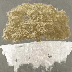 Golden Tree on Grey | Obraz na stenu