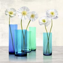 Poppies in crystal vases (Aqua I) | Obraz na stenu