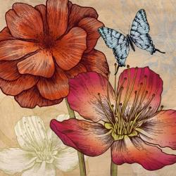 Flowers and Butterflies (detail) | Obraz na stenu