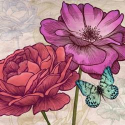 Roses and Butterflies (detail) | Obraz na stenu