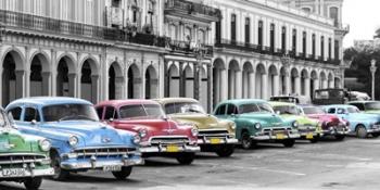 Cars Parked in Line, Havana, Cuba | Obraz na stenu