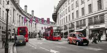 Buses and taxis in Oxford Street, London | Obraz na stenu